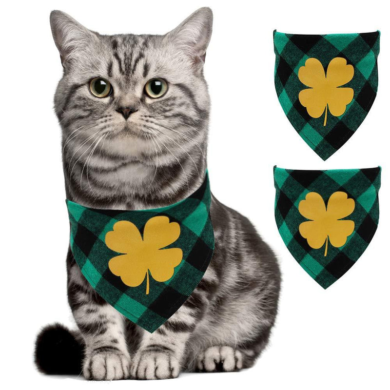 [Australia] - Delifur 2 Pack St. Patrick's Day Dog Bandana Classic Plaid Scarf Triangle Cotton Scarf for Small and Medium Dogs Cats 