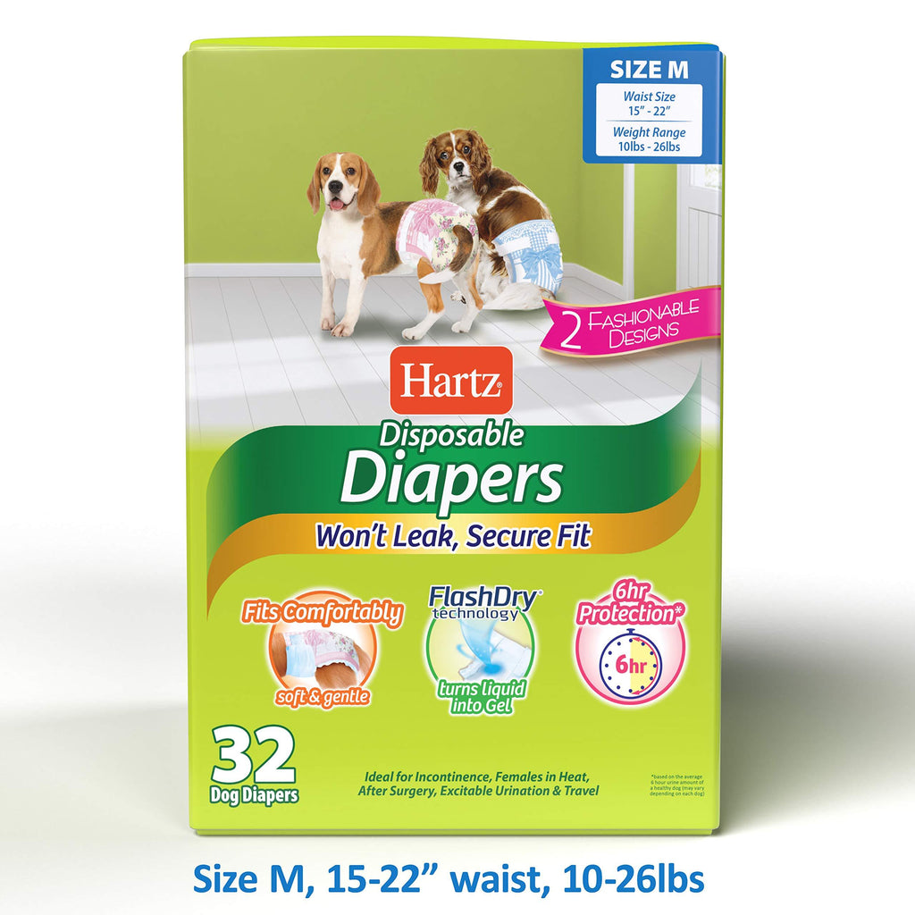 [Australia] - Hartz Disposable Dog Diapers with FlashDry Gel Technology M  15" - 22" waist, 10 - 26 lbs Diaper 