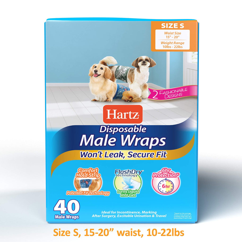 [Australia] - Hartz Disposable Dog Diapers with FlashDry Gel Technology S 15" - 20" waist, 10 - 22 lbs Male Wrap 