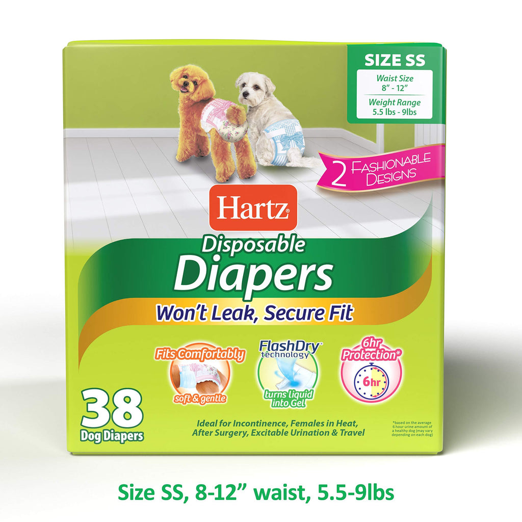 [Australia] - Hartz Disposable Dog Diapers with FlashDry Gel Technology SS  8" - 12" waist, 5.5 - 9 lbs Diaper 