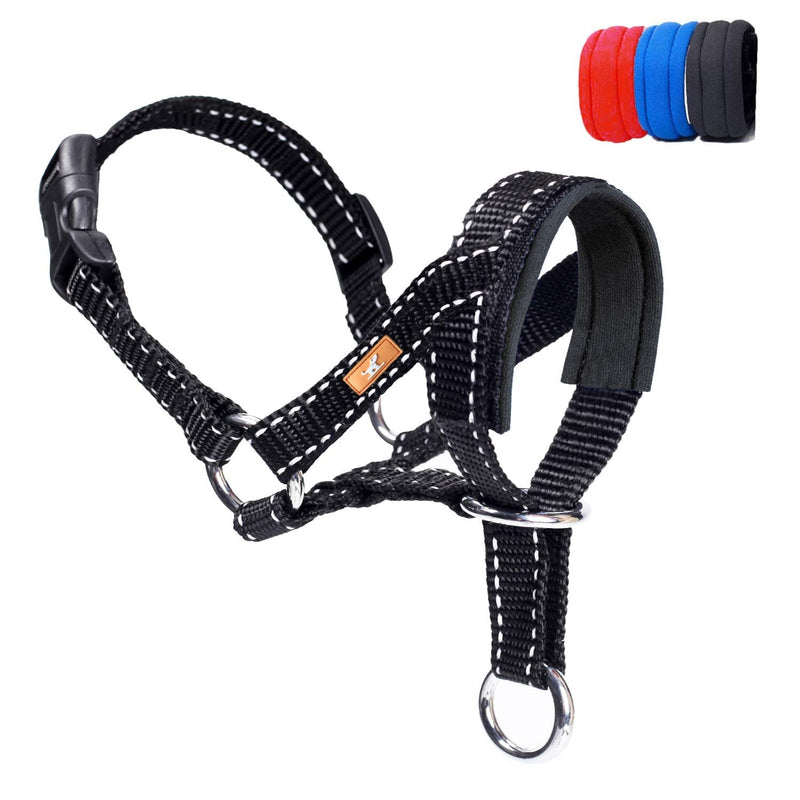 wintchuk Dog Head Collar, Head Collar with Reflective Strap to Stop Pulling for Small Medium and Large Dogs, Adjustable S Black - PawsPlanet Australia