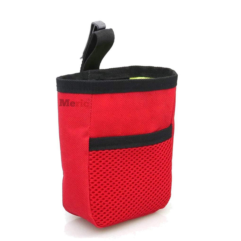 Meric Dog Food Bag, 5"x2"x4" Treat Tote for Dog Training, Red Oxford Fabric Pouch, Holds 1 Cup (12oz) of Pet Food or Treats, Includes Belt Loop and Clip for Hands-Free Carrying, 1-Piece - PawsPlanet Australia