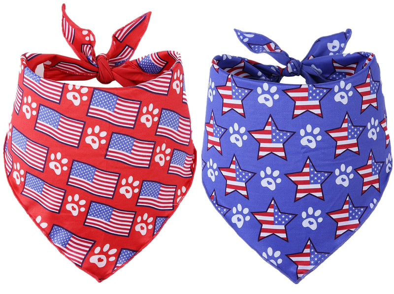 [Australia] - BoomBone 4th of July Dog Bandana 2 Pack Triangle Bibs Scarf for Small to Large Dogs L 