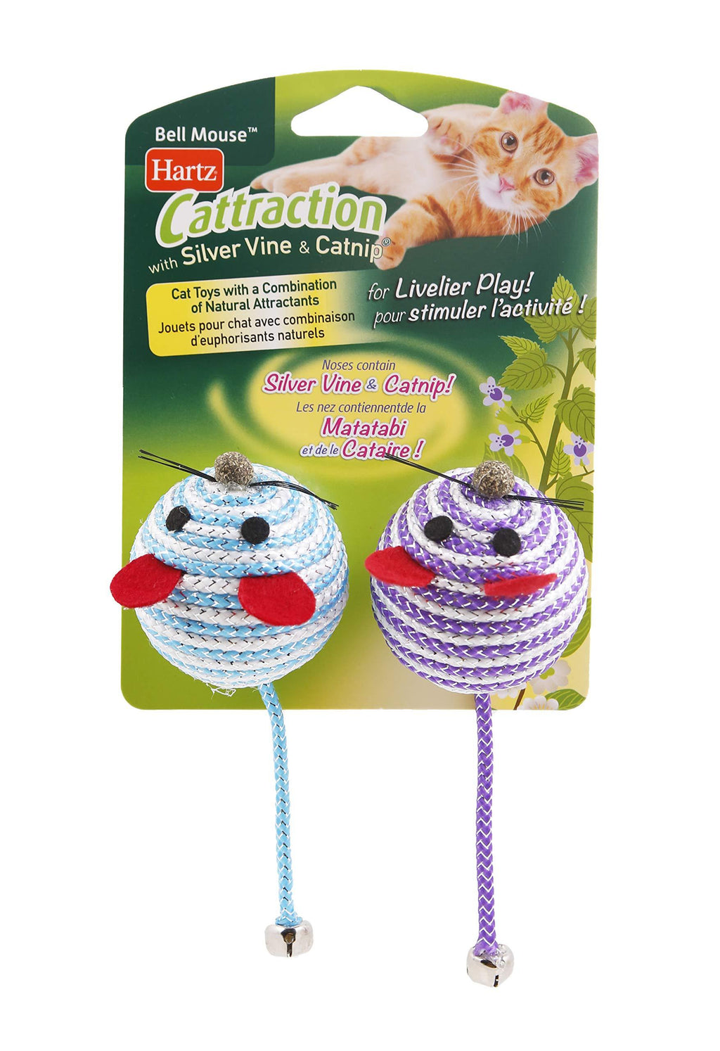 [Australia] - Hartz Cattraction Silver Vine & Catnip Cat Toys Bell Mouse 