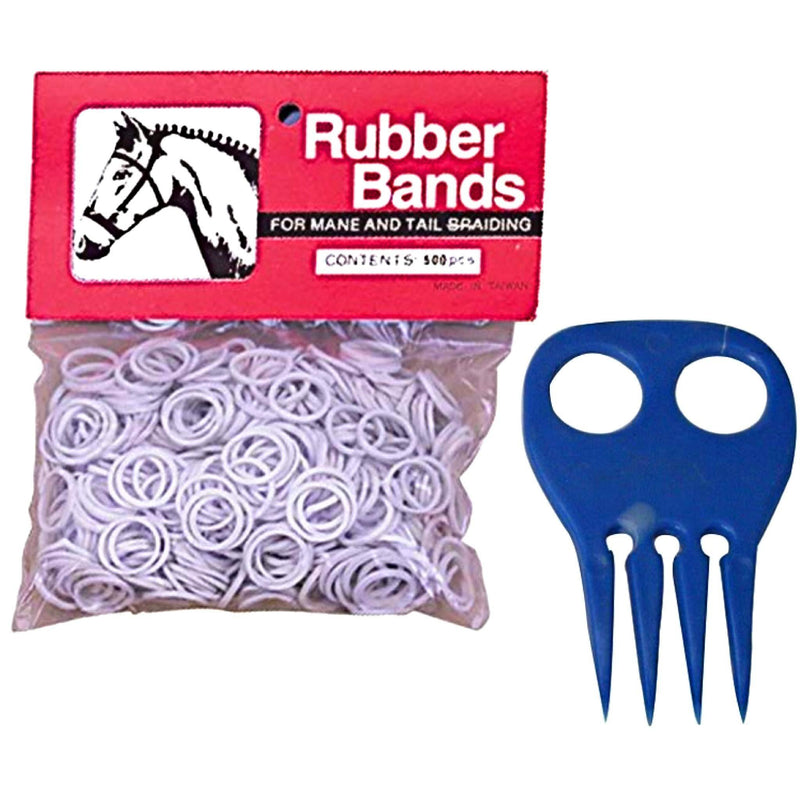 Horse Mane Braiding and Banding Bundle - Mane/Tail Rubber Bands, Braid Aid Braiding Comb (White) - PawsPlanet Australia
