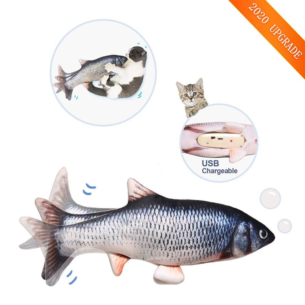 [Australia] - Leven 10“ Washable Flopping Cat Kicker Fish Toy, Low Noise Realistic Moving Fish for Small Dogs, Electric Wiggle Fish Catnip Toys, Motion Kitten Puppy Toy, Plush Interactive Cat Toys for Cat Exercise 