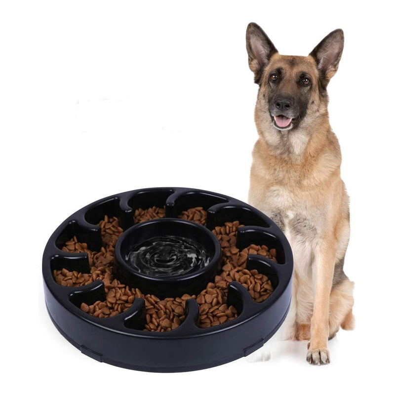 JASGOOD Slow Dog Bowl for Large Dogs,Anti-Gulping Dog Slow Feeder Stop Bloat,Slow Eating Big Pet Bowl A-Black - PawsPlanet Australia