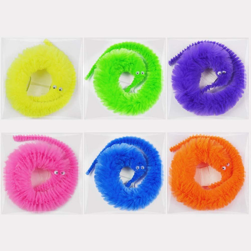 [Australia] - Tayarana 75 Pieces Soft Magic Worms Toy Wiggly Jiggly Worms Twisty Fuzzy Worms on String with 15 Colors for Carnival Party Favors 