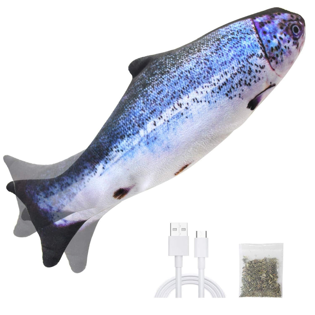 [Australia] - Malier Electric Fish Cat Toys, Realistic Plush Moving Fish Cat Toys, USB Rechargeable Flopping Kitten Toys, Wagging Catnip Toys, Interactive Cat Chew Toys Supplies for Cats Kitten Kitty (Salmon) 