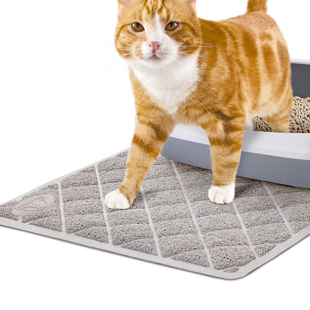 [Australia] - Pet Union Jumbo Cat Litter Mat, 35 x 22 in, Fashionable Design, Phthalate Free, Captures and Traps Litter, Slip-Resistant, Soft on Paws, Premium Comfort for Your Furry Friend! (Light Grey) 