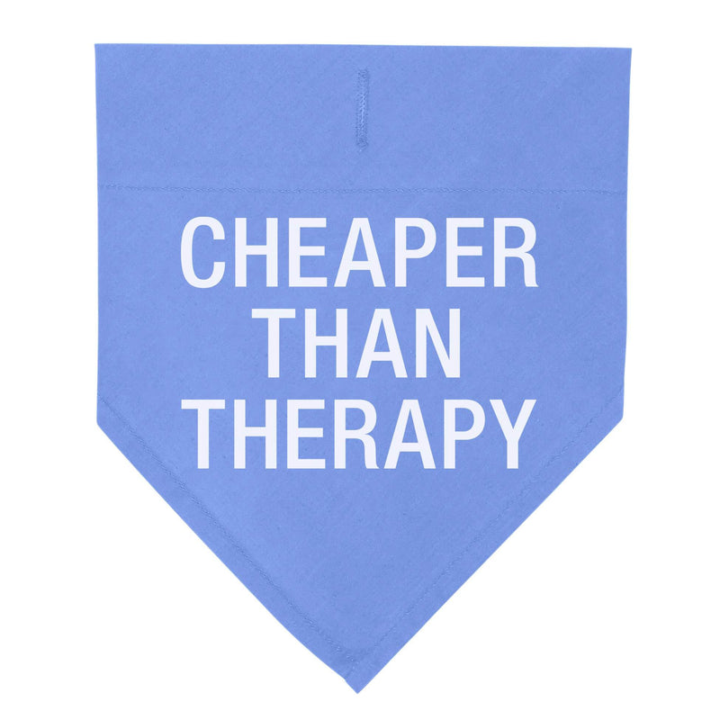 About Face Designs Cheaper Than Therapy Sky Blue All Cotton Dog Bandana, Size Large/X-Large - PawsPlanet Australia