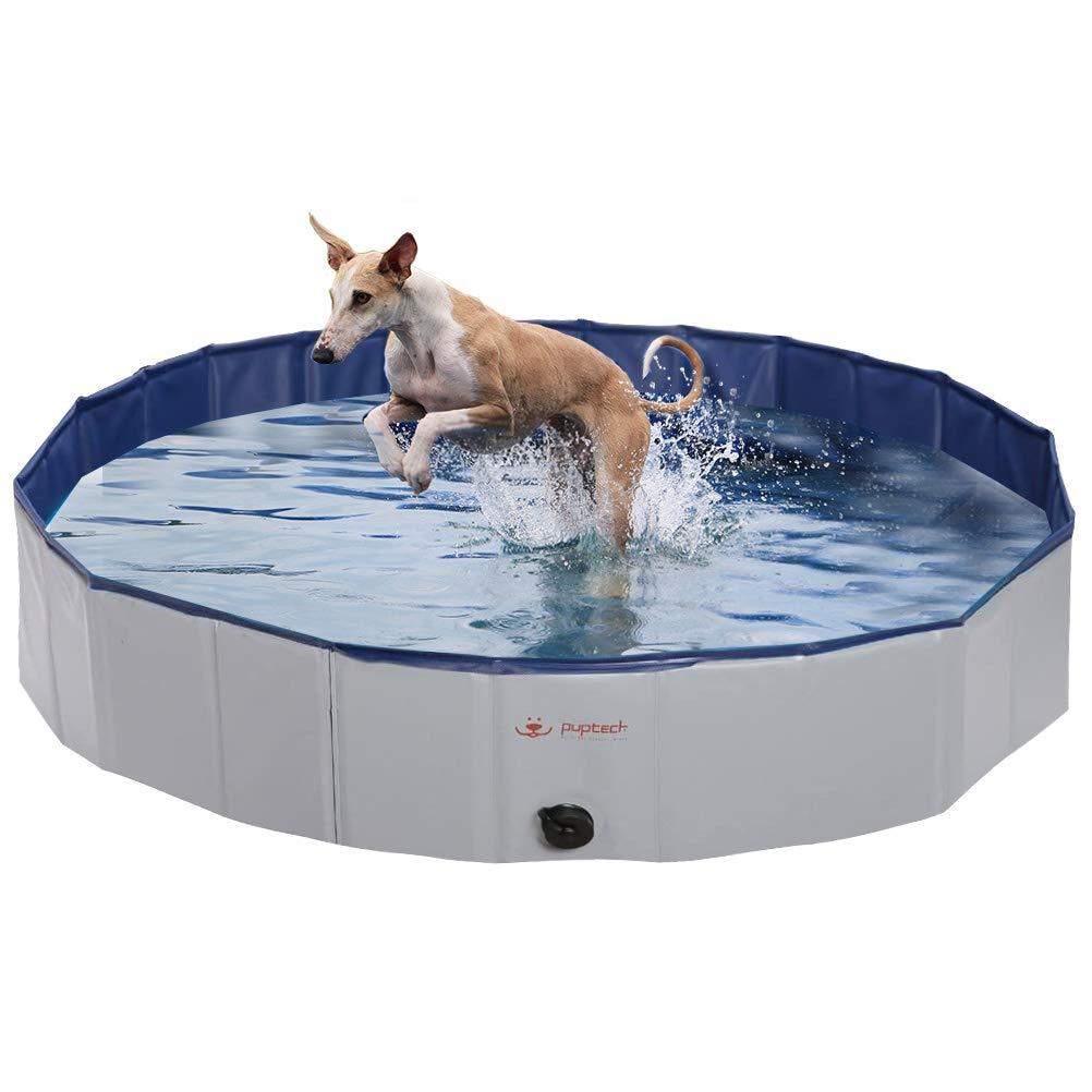 PUPTECK Foldable Dog Swimming Pool - Portable Collapsible Pet Bathing Tub, Indoor & Outdoor Leakproof Pool for Dogs Cats Spa L - 47" - PawsPlanet Australia