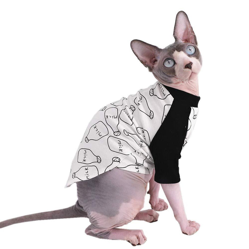[Australia] - Sphynx Hairless Cat Cute Breathable Summer Cotton T-Shirts Milk Bottle Pattern Pet Clothes,Round Collar Vest Kitten Shirts Sleeveless, Cats & Small Dogs Apparel L (6-8.8 lbs) 