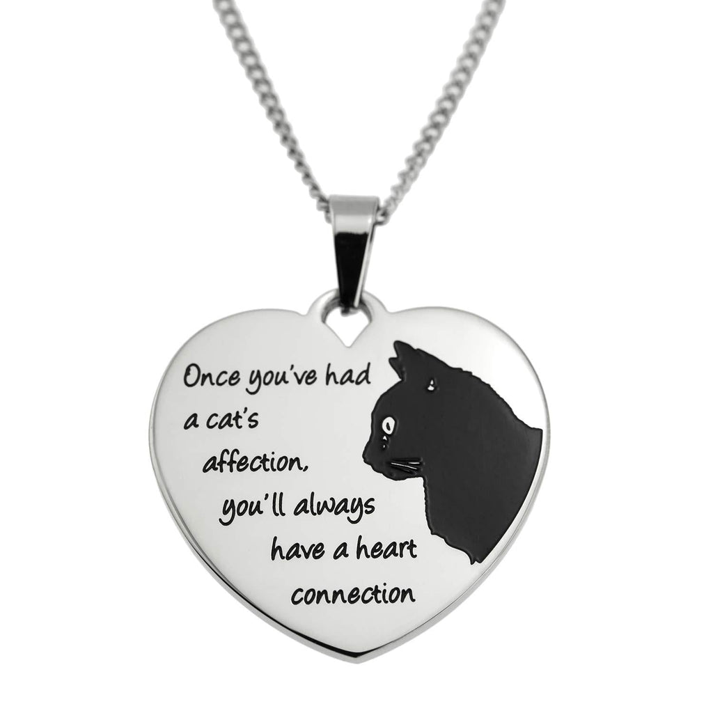 [Australia] - Joyful Sentiments Pet Jewelry Stainless Steel Cat Connection Heart Pendant Necklace 18 Inch Chain with 3 Inch Extender 