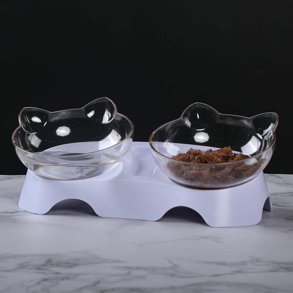 [Australia] - Elevated Double Cat Bowl, Pet Feeding Bowl | 15°Tilted Raised Pet Bowl Stress-Free Suit for Cats Small Dogs 