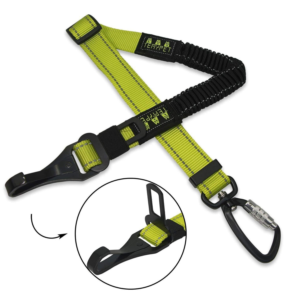 [Australia] - TEAYPET Dog car Seat Belt | Pet Safety Belt for Travel and Daily Use,Equipped with Adjustable,Durable Nylon Harness and Restraint Lockable Swivel Carabiner. Black and green 