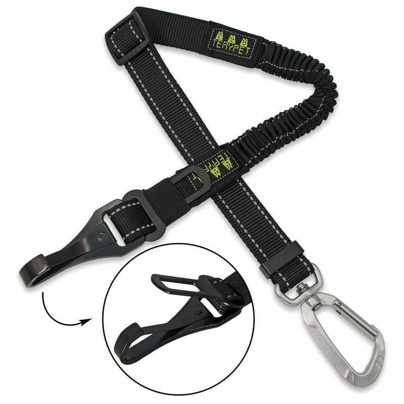 [Australia] - TEAYPET Dog car Seat Belt | Pet Safety Belt for Travel and Daily Use,Equipped with Adjustable,Durable Nylon Harness and Restraint Lockable Swivel Carabiner. Black 