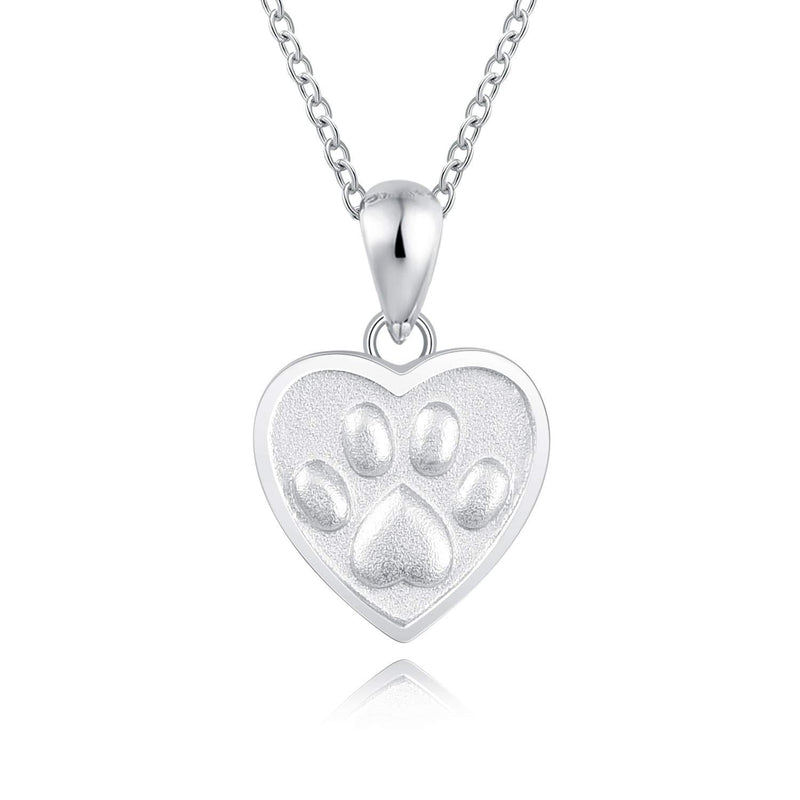 [Australia] - 925 Sterling Silver Puppy Urn Pendant Necklace for Pet Dog Cat Ashes Paw Print Love Heart Cremation Keepsake Necklace Women Gift 