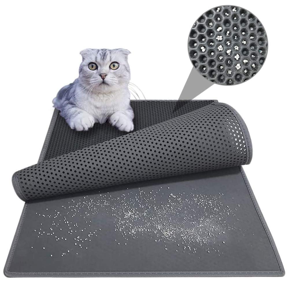 [Australia] - kaxionage Cat Litter Mat, 30" X 24" Inch Kitty Litter Mat,Cat Mat with Honeycomb Foldable Double Layer Litter Mat Design, Water & Urine Proof for Litter Boxes 