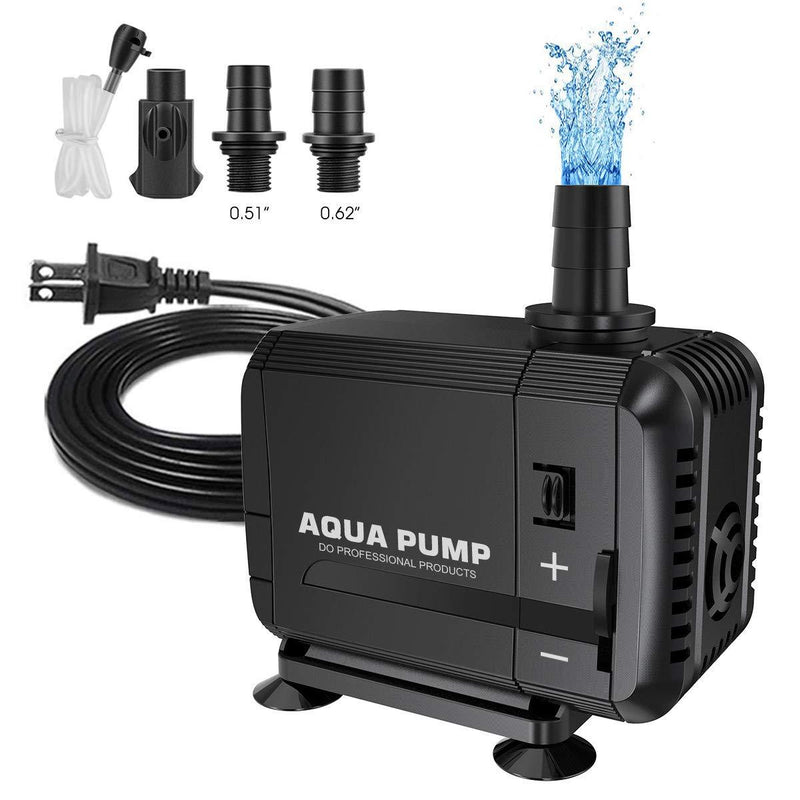 [Australia] - UPMCT 60-400 GPH Adjustable Submersible Water Pump, Ultra Quiet High Lift Detachable Cleanable Water Pump with 2 Nozzles for Aquarium, Pond, Statuary, Hydroponics 200-400 GPH Black 