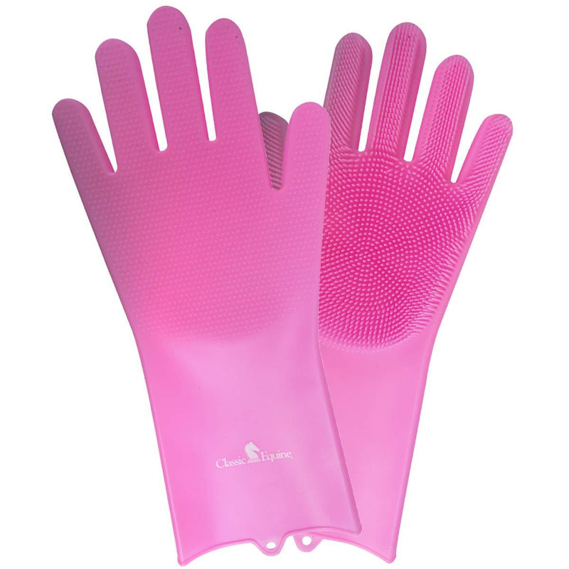 [Australia] - Classic Equine Grooming Wash Gloves, Pink 