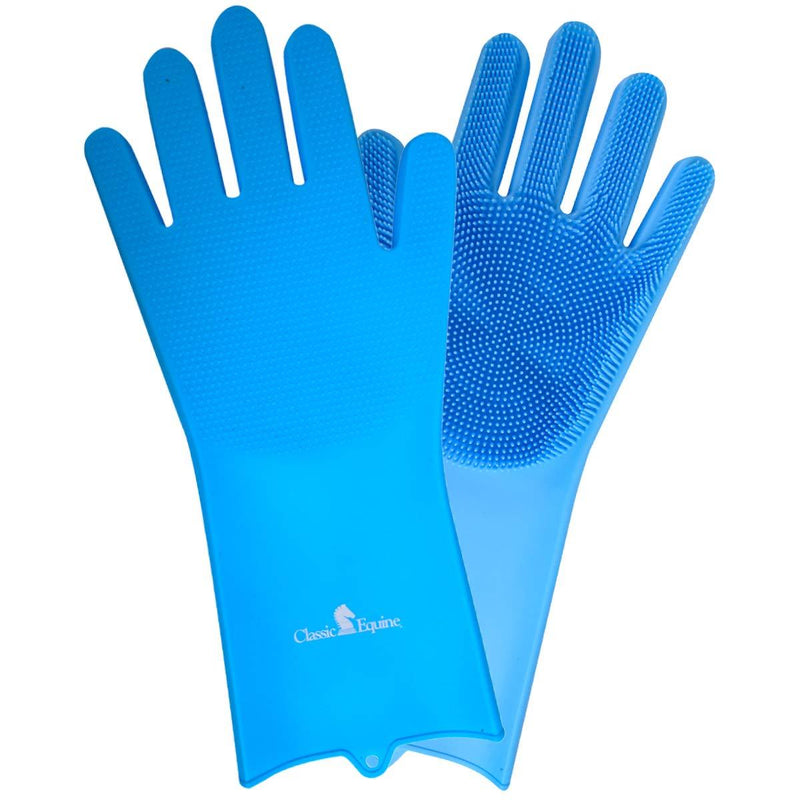 [Australia] - Classic Equine Grooming Wash Gloves, Blue 