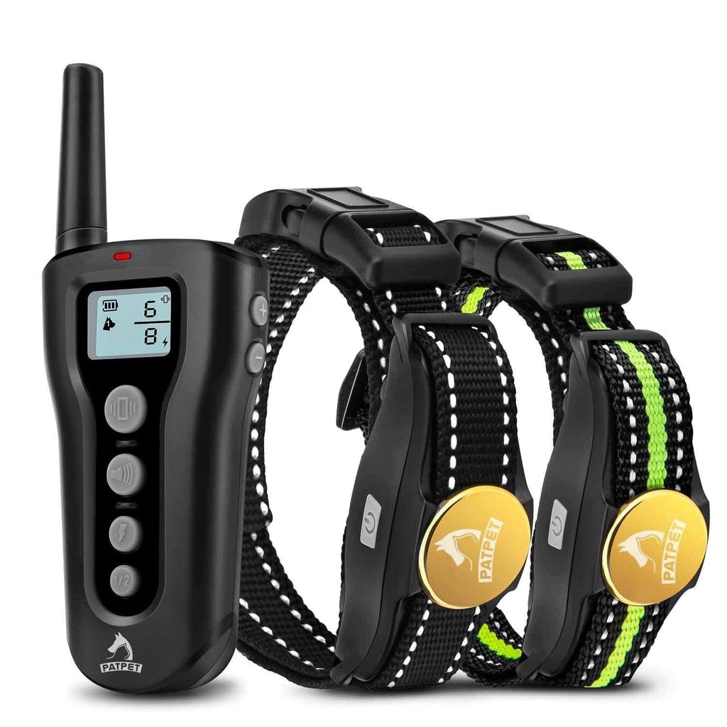 PATPET P320 Dog Training Collar for 2 Dogs, Shock Collar with Remote, 3 Training Modes, Beep, Vibration and Shock, Upto 1000 ft Remote Range, IPX7 Waterproof, for Small Medium Large Dogs - PawsPlanet Australia