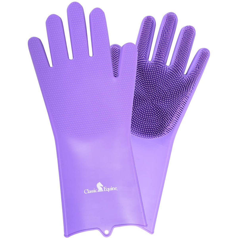 [Australia] - Classic Equine Grooming Wash Gloves, Purple 