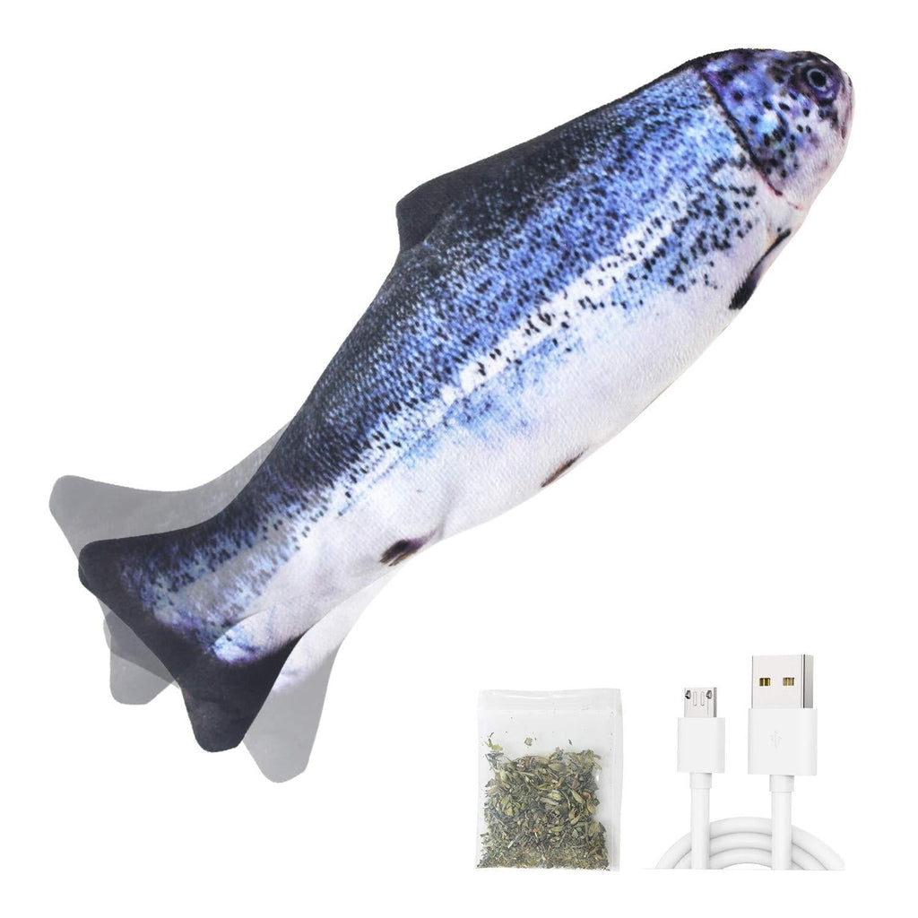 [Australia] - Senneny Electric Moving Fish Cat Toy, Realistic Plush Simulation Electric Wagging Fish Cat Toy Catnip Kicker Toys, Funny Interactive Pets Pillow Chew Bite Kick Supplies for Cat Kitten Kitty (Salmon) 