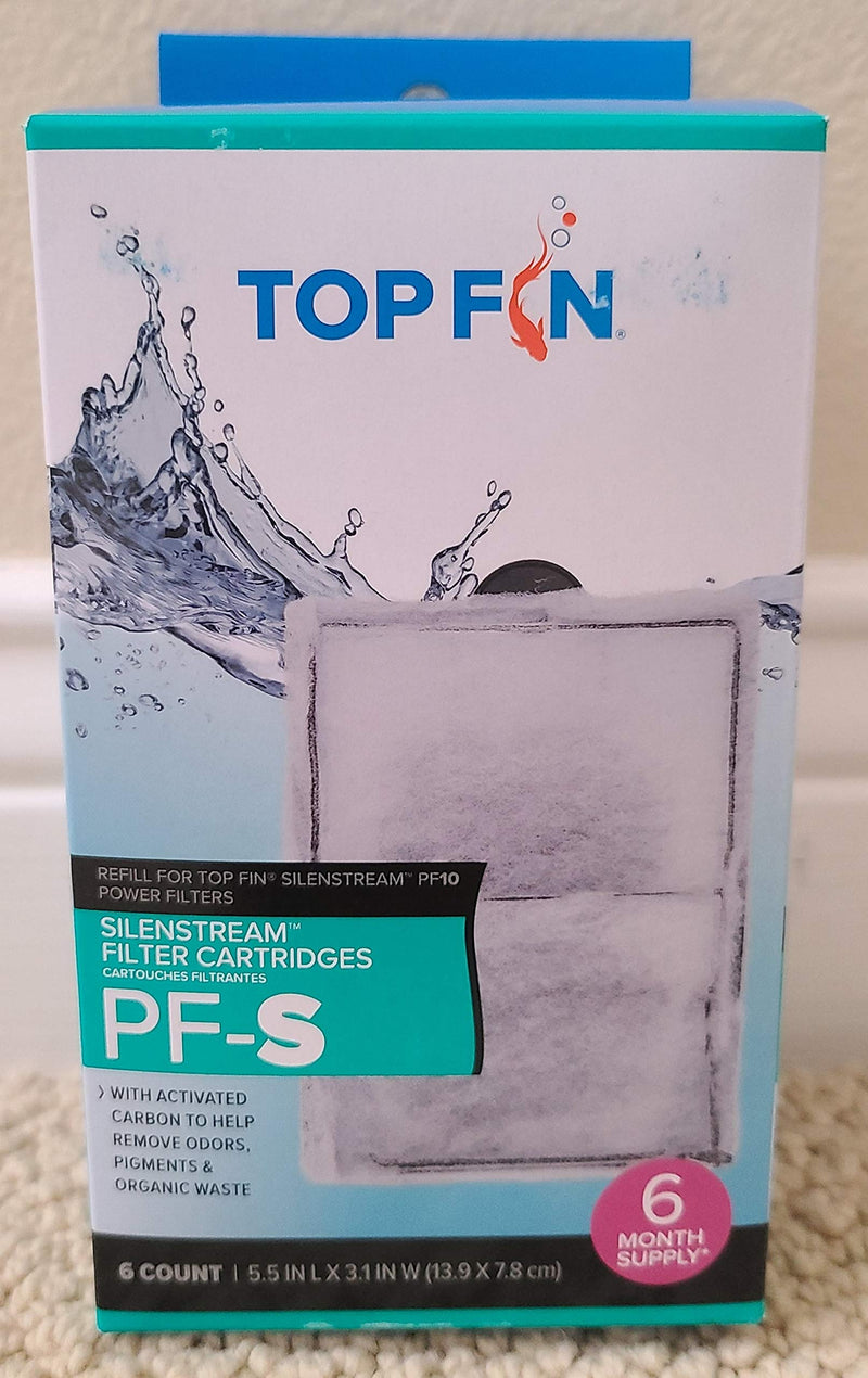 Top Fin Silenstream PF-S Small Filter Cartridges (6 Count) Refill for PF10 Power Filters (5.5in x 3.1in) 1 - PawsPlanet Australia