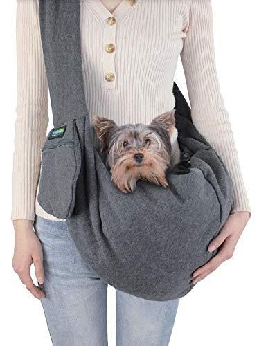 [Australia] - JESPET Comfy Pet Sling for Small Dog Cat, Hand Free Sling Bag Breathable Soft Knit with Front Pocket, Travel Puppy Carrying Bag, Pet Pouch. Machine Washable Grey 