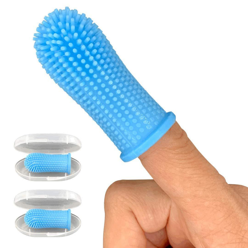 toofers 360º Dog Fingerbrush Toothbrush - Ergonomic Design - Full Surround Bristles for Easy Cleaning - Set of 2, Blue (Formerly "Barkley's") Blue (2-pack) - PawsPlanet Australia