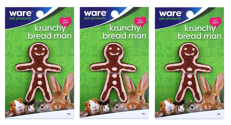 [Australia] - Ware Manufacturing 3 Pack of Krunchy Bread Man Small Pet Chews 