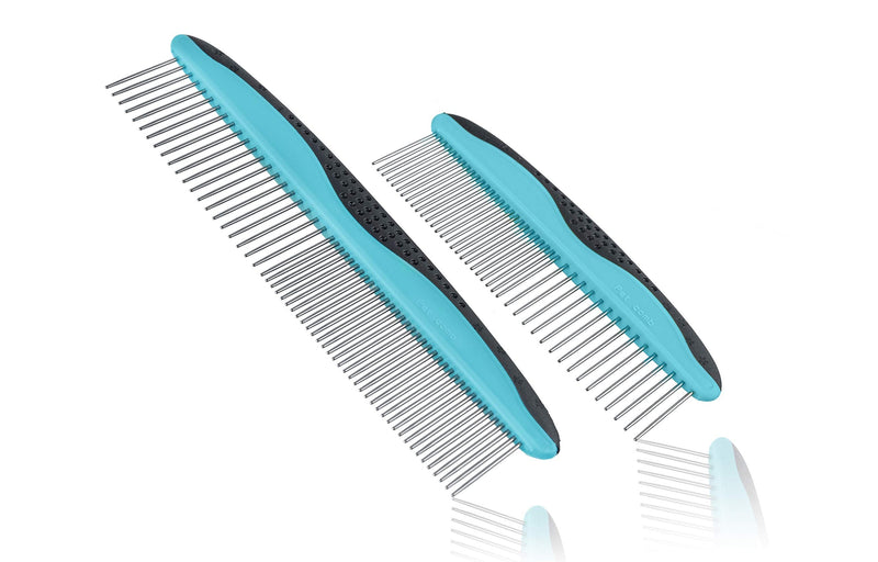 Pets First 2 Pack Dog Comb Small & Large PET Comb for Small & Large Breeds & Areas. Premium Anti-Slip Comfort Grip Ergonomic Handle for Your Dog & Cat with Durable Stainless-Steel - PawsPlanet Australia