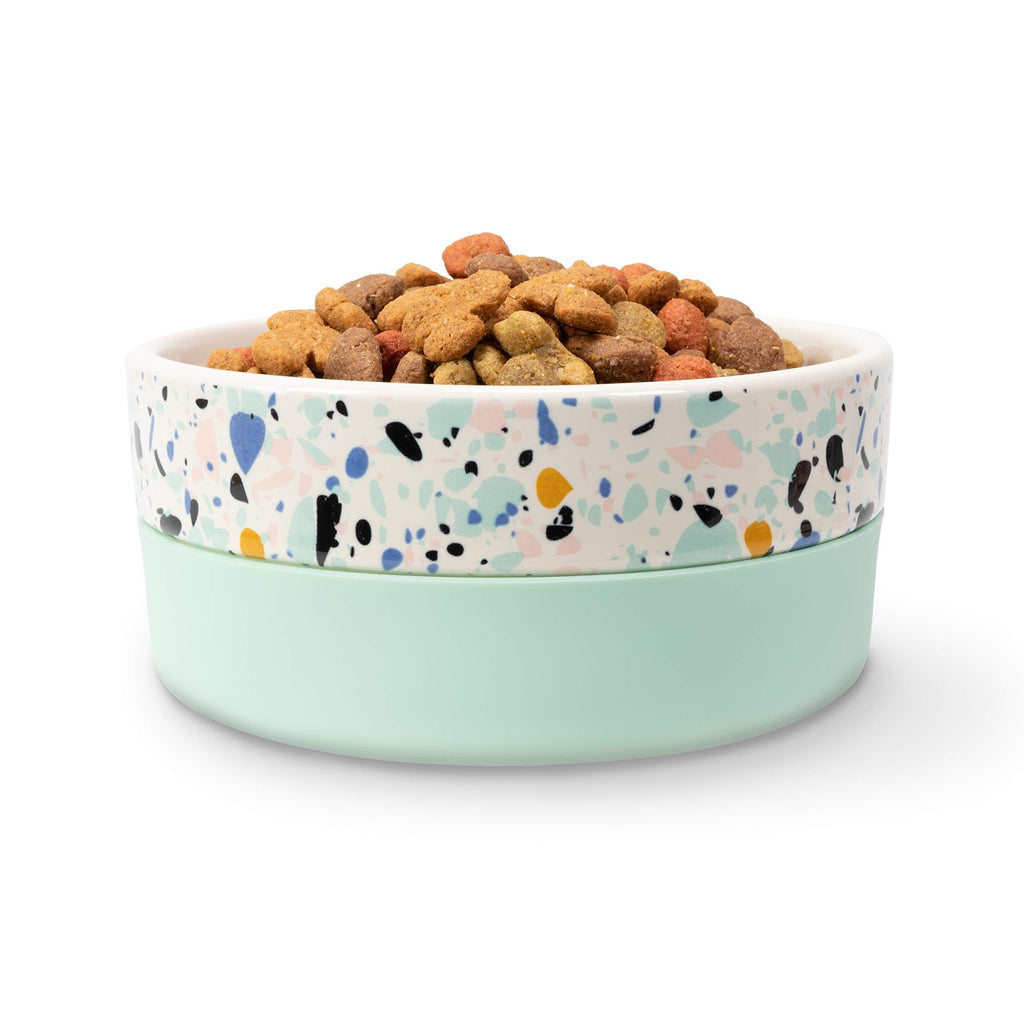 [Australia] - Now House by Jonathan Adler for Pets Ceramic Bowls and Durable Ceramic Pet Food Bowls | Great for Wet Food, Dry Food, and Water | Available in Multiple Prints and Sizes Terrazzo 3 Cups 