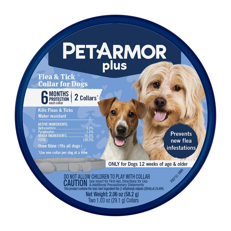 PetArmor Plus Flea & Tick Collar for Dogs, (one Size fits All) - 2 Count - PawsPlanet Australia