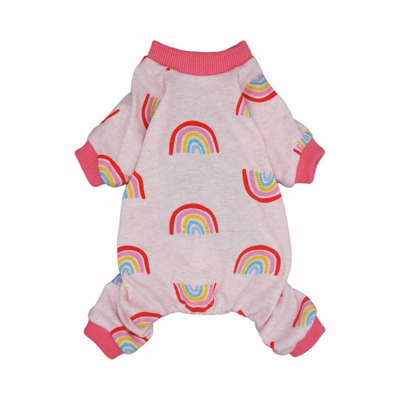 Fitwarm 100% Cotton Rainbow Pet Clothes for Dog Pajamas Onesies Jumpsuit Puppy Cat PJS L Pink - PawsPlanet Australia
