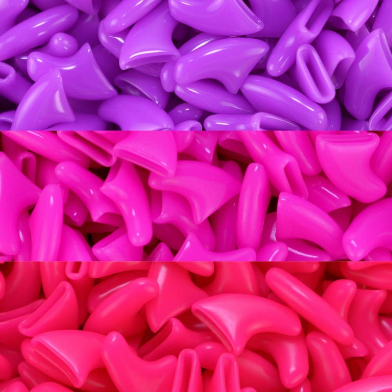 [Australia] - zetpo 60 pcs Cat Nail Caps, Cat Claw Caps for Cats Claws with Adhesives and Applicators XS Purple, Rose, Bright Pink 