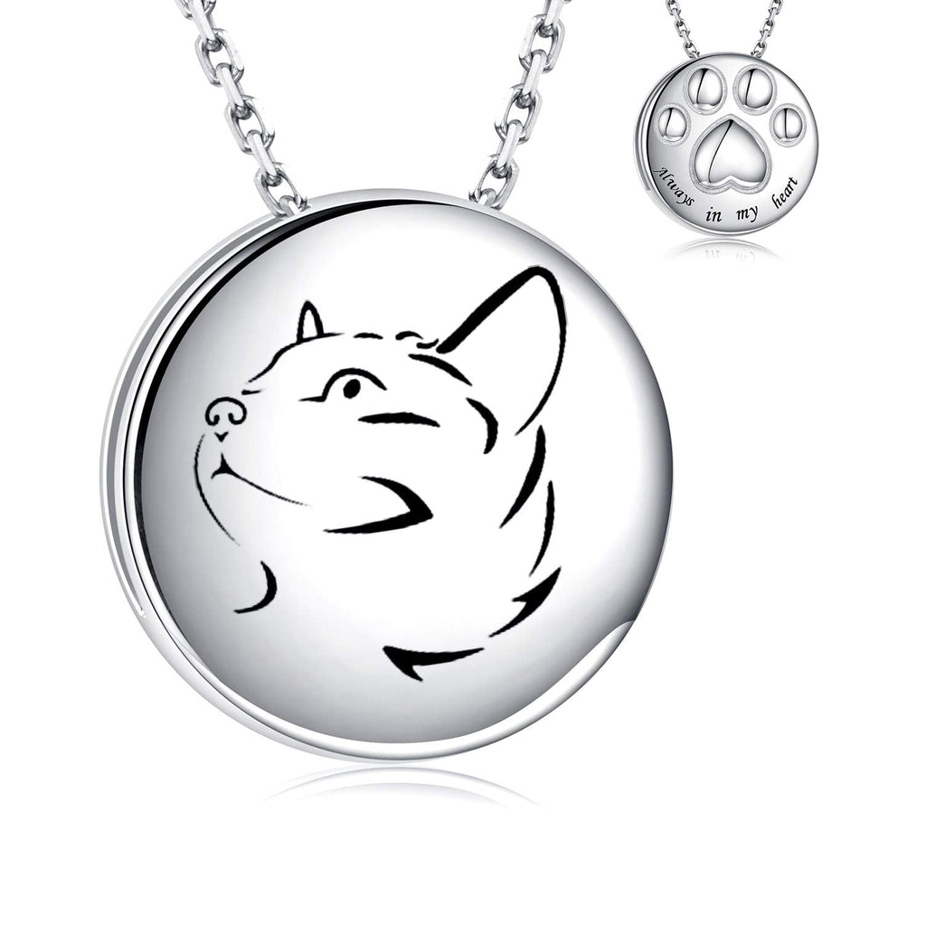 Pet Cremation Necklace for Dog - 925 Sterling Silver Always in My Heart Paw Print Memorial Keepsake Pendant Urn Jewelry for Ashes Cat - PawsPlanet Australia