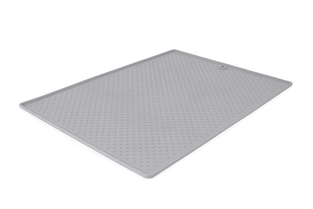 Dexas Pets Grippmat Flexible Non-Slip Pet Placemat/Spill Catcher for Dog Bowls and Cat Bowls 13 by 19 Inches Light Gray - PawsPlanet Australia