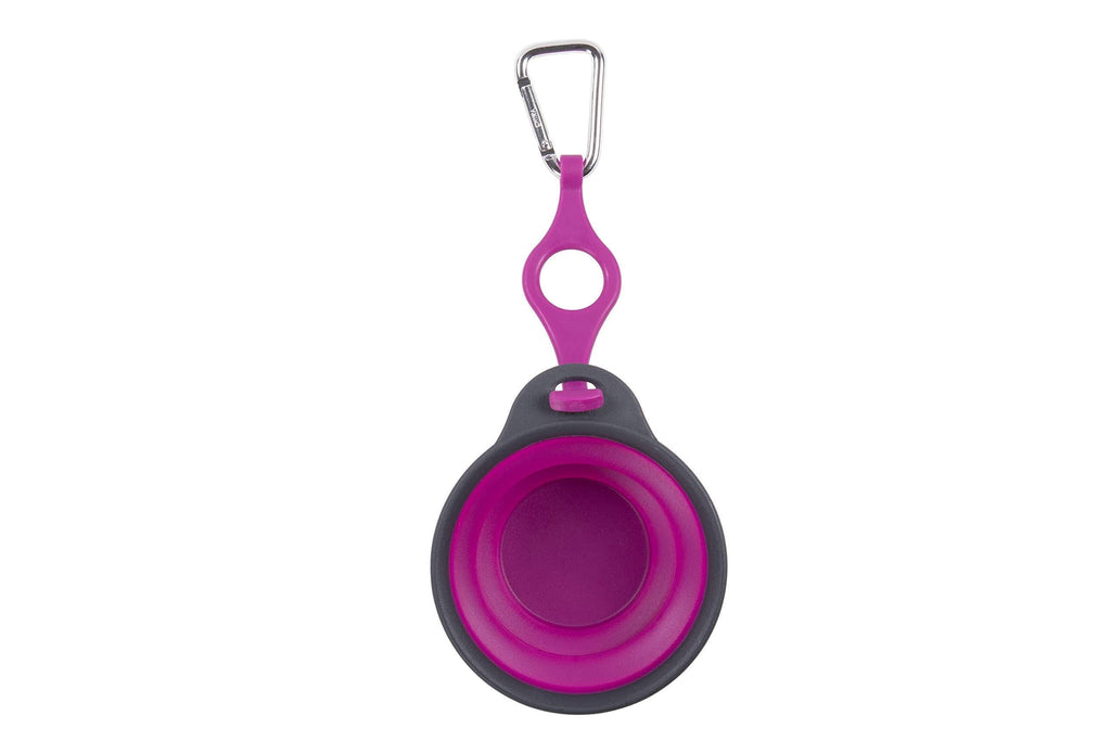 [Australia] - Dexas Pets Collapsible Travel Cup 1 Cup Capacity with Bottle Holder/Carabiner Fuchsia 