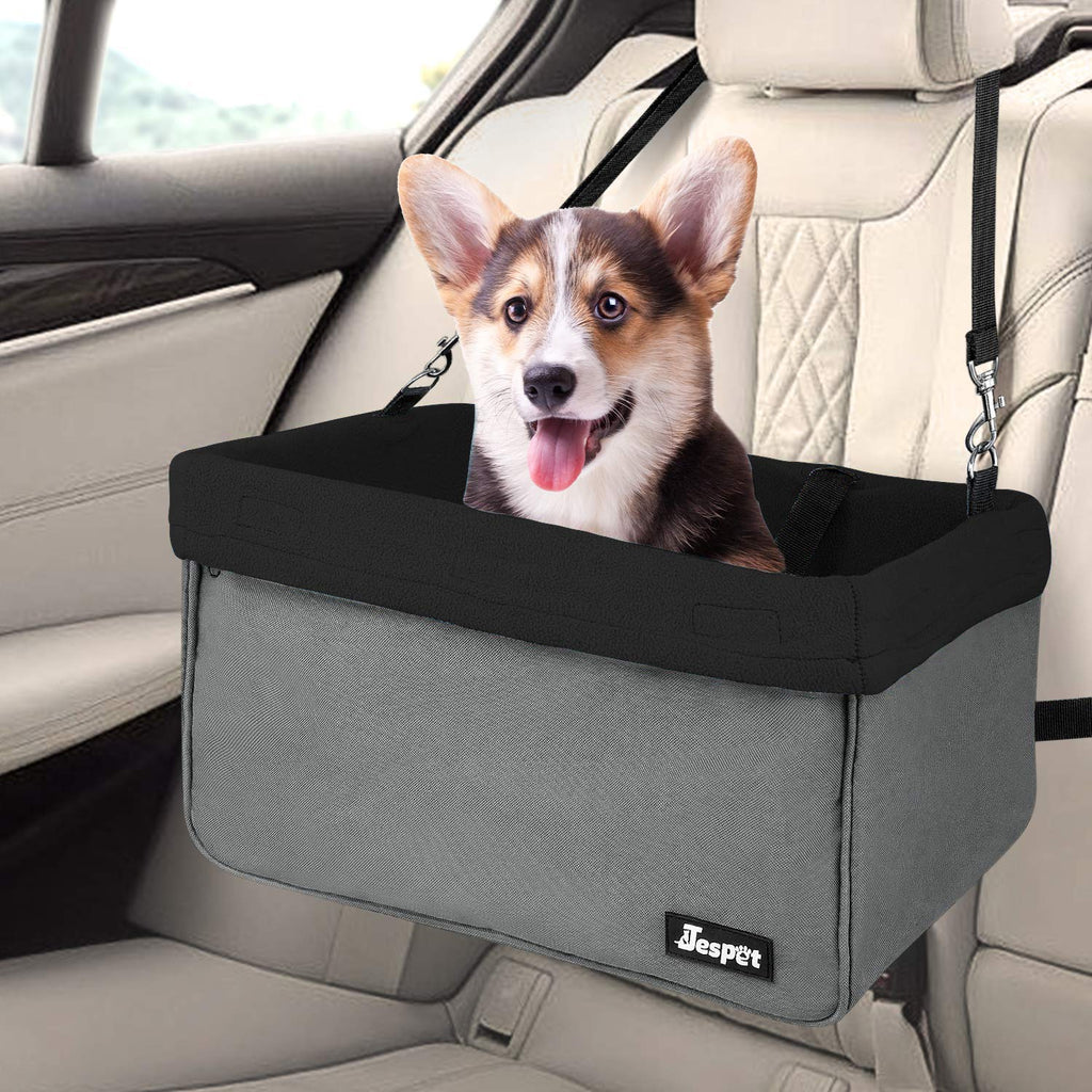 JESPET Dog Booster Seats for Cars, Portable Dog Car Seat Travel Carrier with Seat Belt for 24lbs Pets Black-16" L x 13" D x 9" H - PawsPlanet Australia