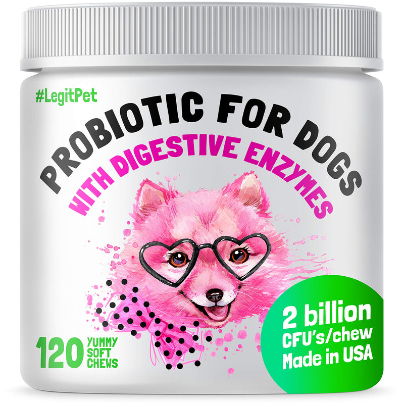 LEGITPET Probiotics for Dogs with Natural Digestive Enzymes + Prebiotics for Allergy & Itch Relief + Coprophagia Treatment & Anti Diarrhea for Dogs 120 - PawsPlanet Australia