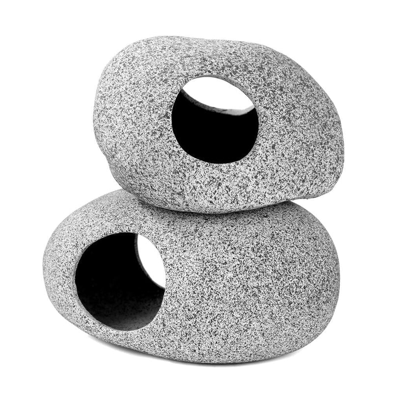 2 Pieces Stackable Aquarium Decoration Rock Caves, Hideaway for Shrimp Cichlid Hiding Breeding Spawning, Professional Hideout Decor for Territorial Fish (Natural) - PawsPlanet Australia