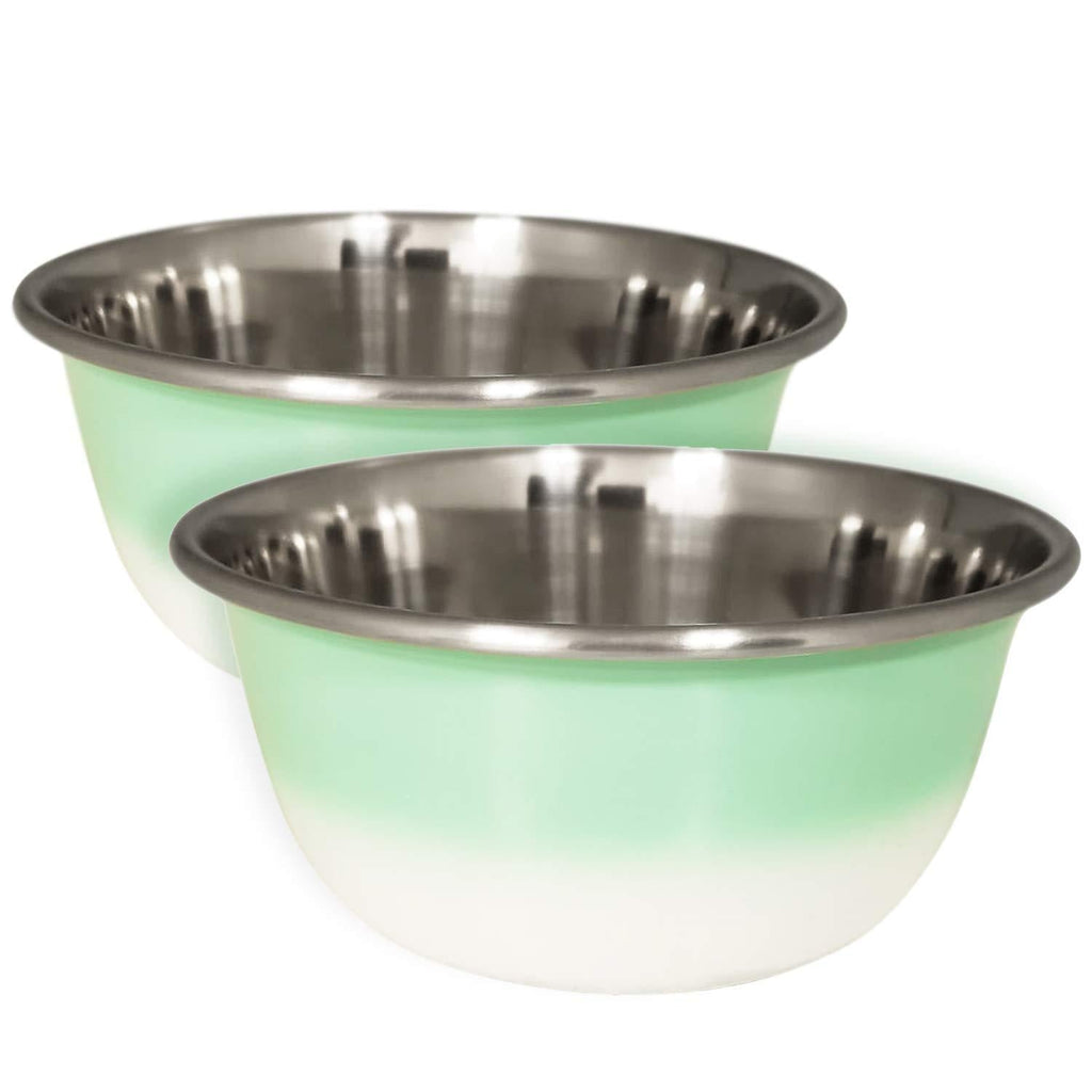 [Australia] - American Pet Supplies Dog Bowls, Set of 2 Deep Water and Food Dog Bowls with Non-Skid Rubber Ring for Puppies and Dogs Mint 