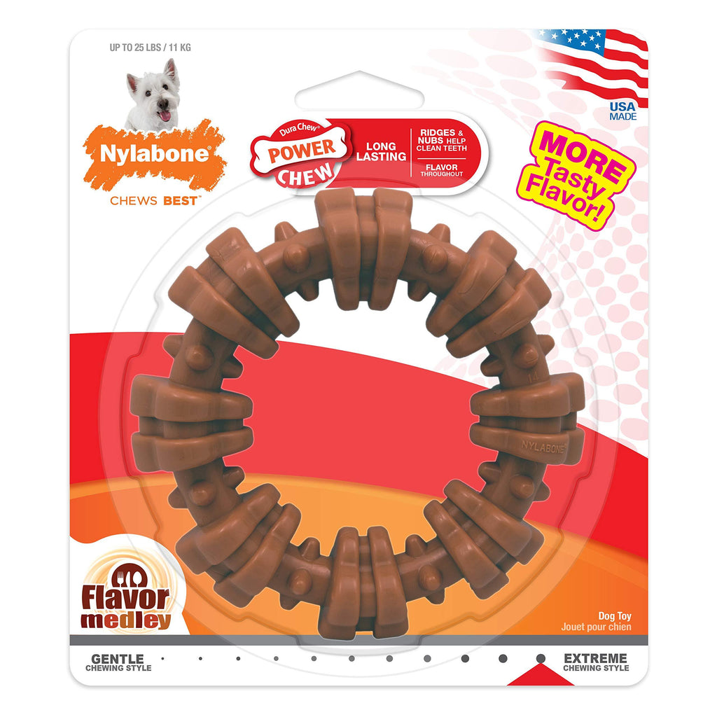 [Australia] - Nylabone Power Chew Textured Dog Chew Ring Toy Small/Regular - up to 25 lbs. Flavor Medley Textured Ring 