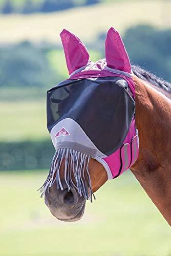 Shires Deluxe Fly Mask with Nose Fringe (Small Pony, Burgundy) - PawsPlanet Australia