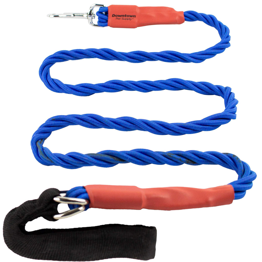 [Australia] - Heavy Duty Braided Bungee Pet Dog Leash with 5 Foot Durable Shock Absorbing Design and Padded Handle Black & Orange or Red & Blue in 6 MM and 8 MM for Small and Large Dogs Blue / Red 