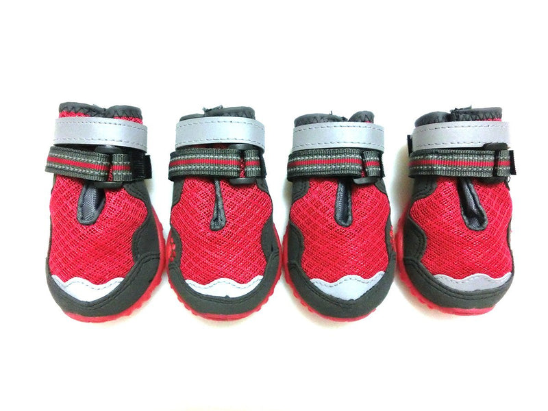 Lymenden Breathable Dog Boots,Mesh Dog Shoes,Paw Protectors with Reflective and Adjustable Straps and Wear-Resisting Soles,4pcs 7 Red - PawsPlanet Australia
