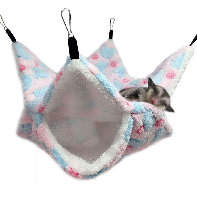 Oncpcare Small Pet Cage Hammock, Bunkbed Sugar Glider Hammock, Guinea Pig Cage Accessories Bedding, Warm Hammock for Parrot Ferret Squirrel Hamster Rat Playing Sleeping S Heart-Pink - PawsPlanet Australia